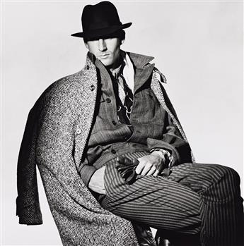 IRVING PENN (1917-2009) Two studies of the model Robert Russell in men's wear for the fall/winter line of Emanuel Ungaro. 1984.